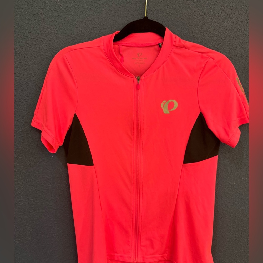 Pearl Izumi Full Zip Cycling Jersey Women's Large Neon Short Sleeve Pockets Bike
